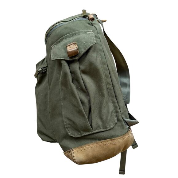 JanSport Heritage Hoss Backpack REPRO Olive Canvas Leather Bottom - Picture 3 of 6